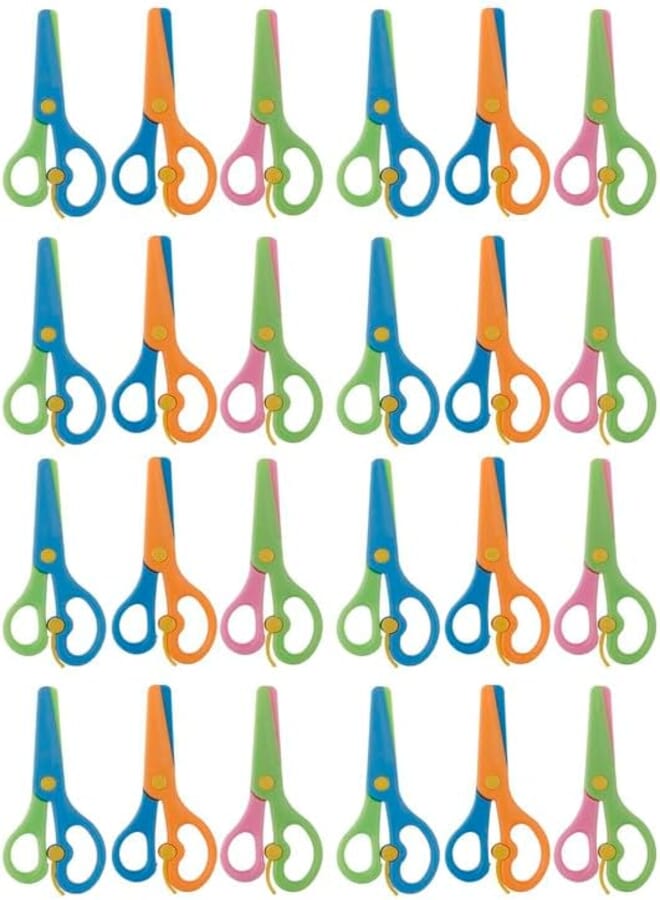 3A 7008-24 Plastic Office Scissors Set Of 24 Pieces - Multi Color